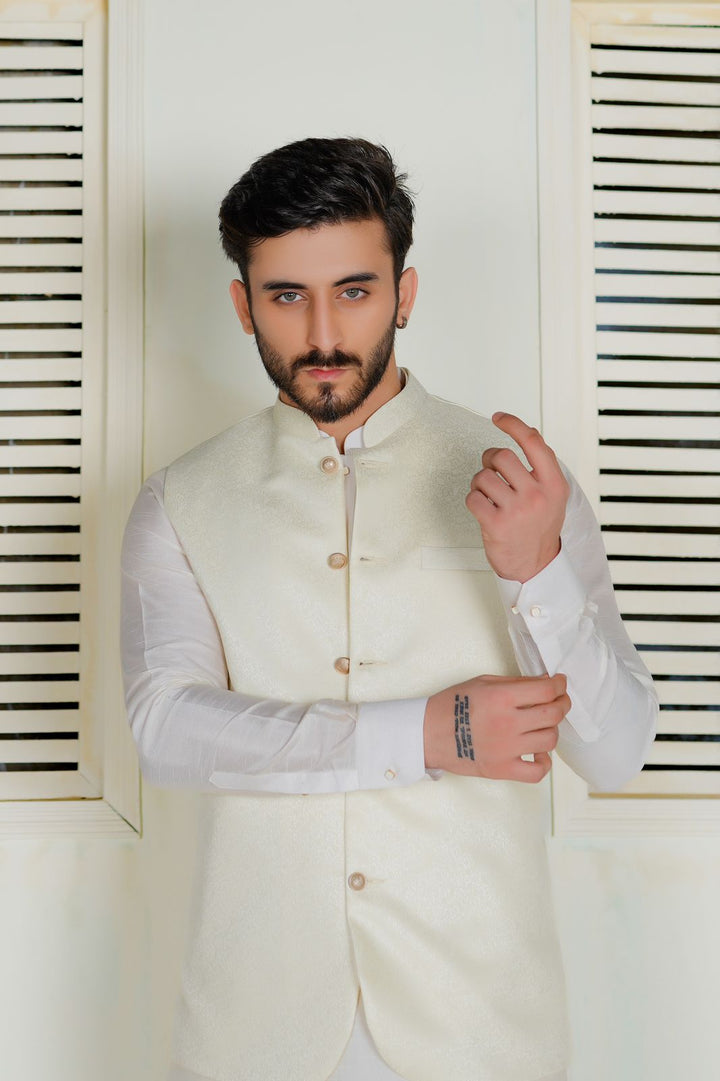 Offwhite Embroidered Waistcoat