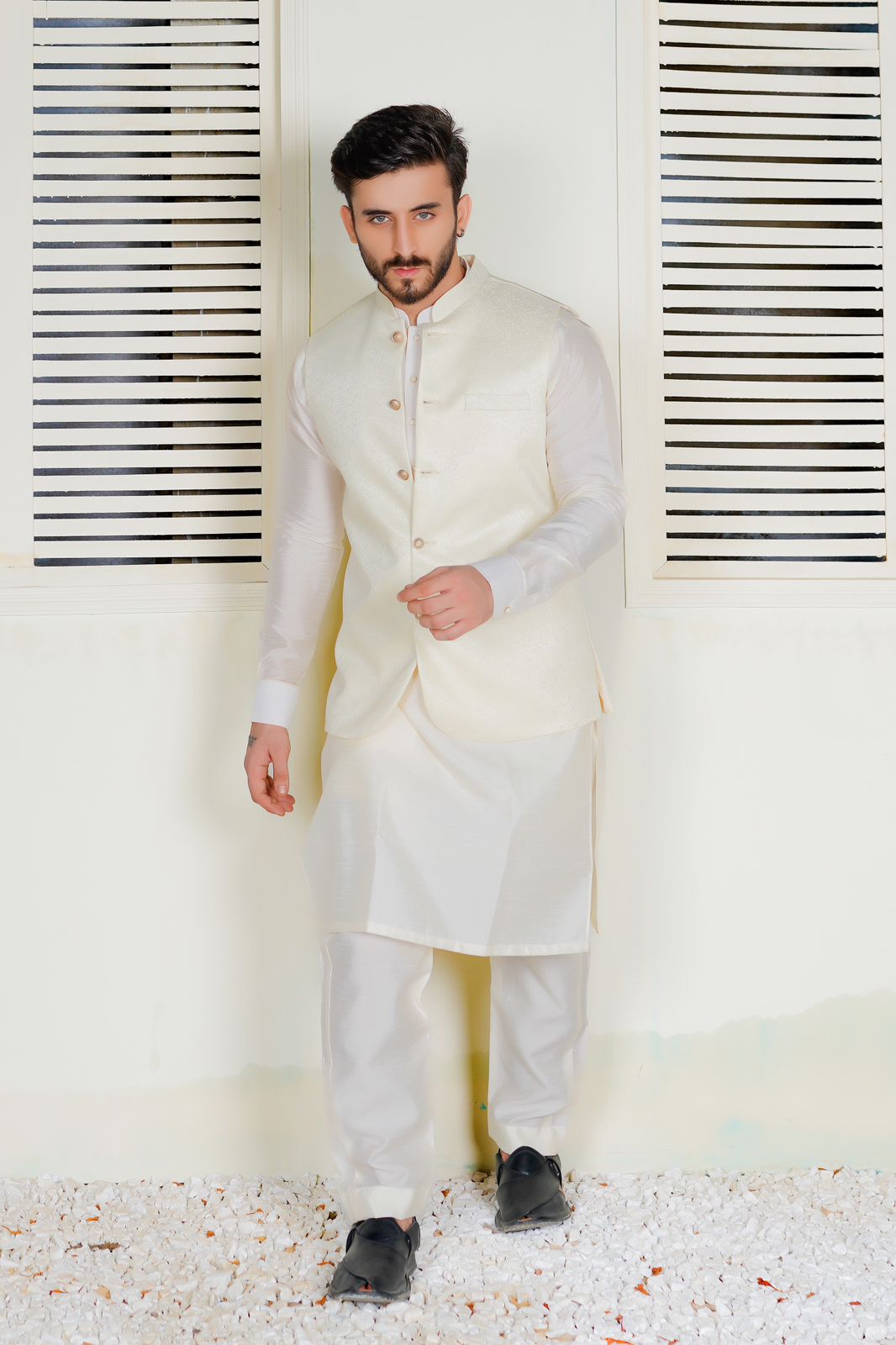 Offwhite Embroidered Waistcoat