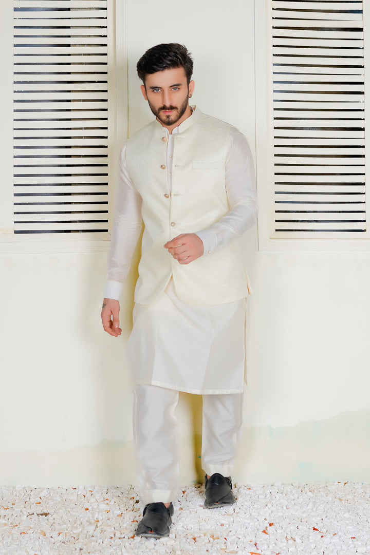 Offwhite Embroidered Waistcoat