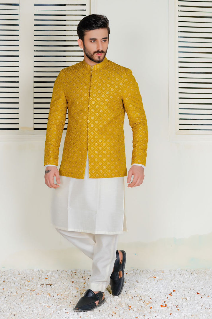Yellow Embroidered Prince Coat