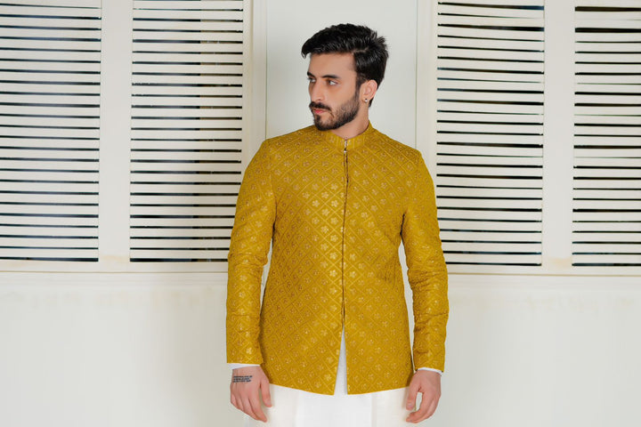 Yellow Embroidered Prince Coat