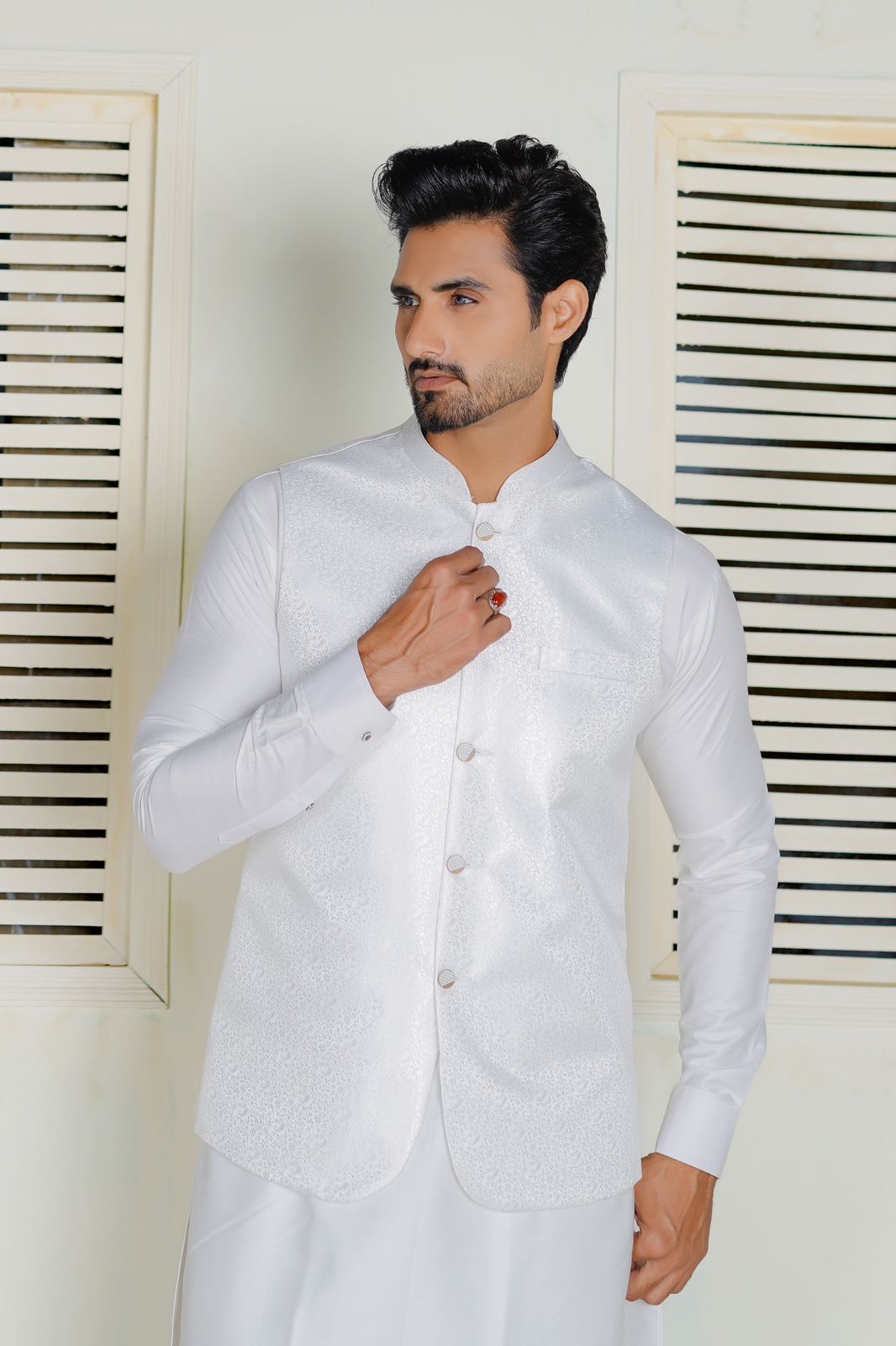 White Embroidered Waistcoat