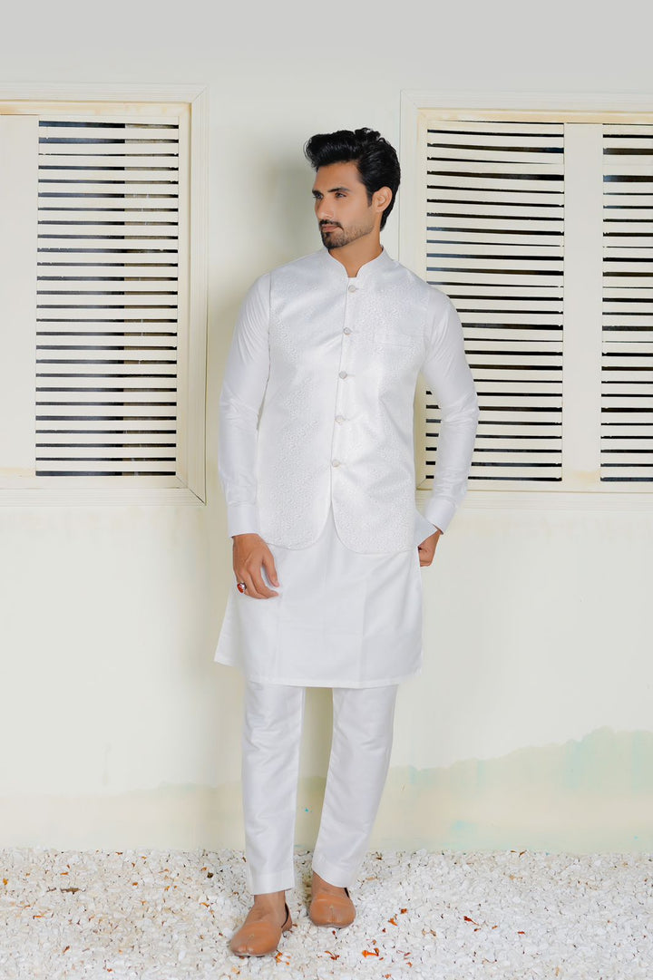 White Embroidered Waistcoat