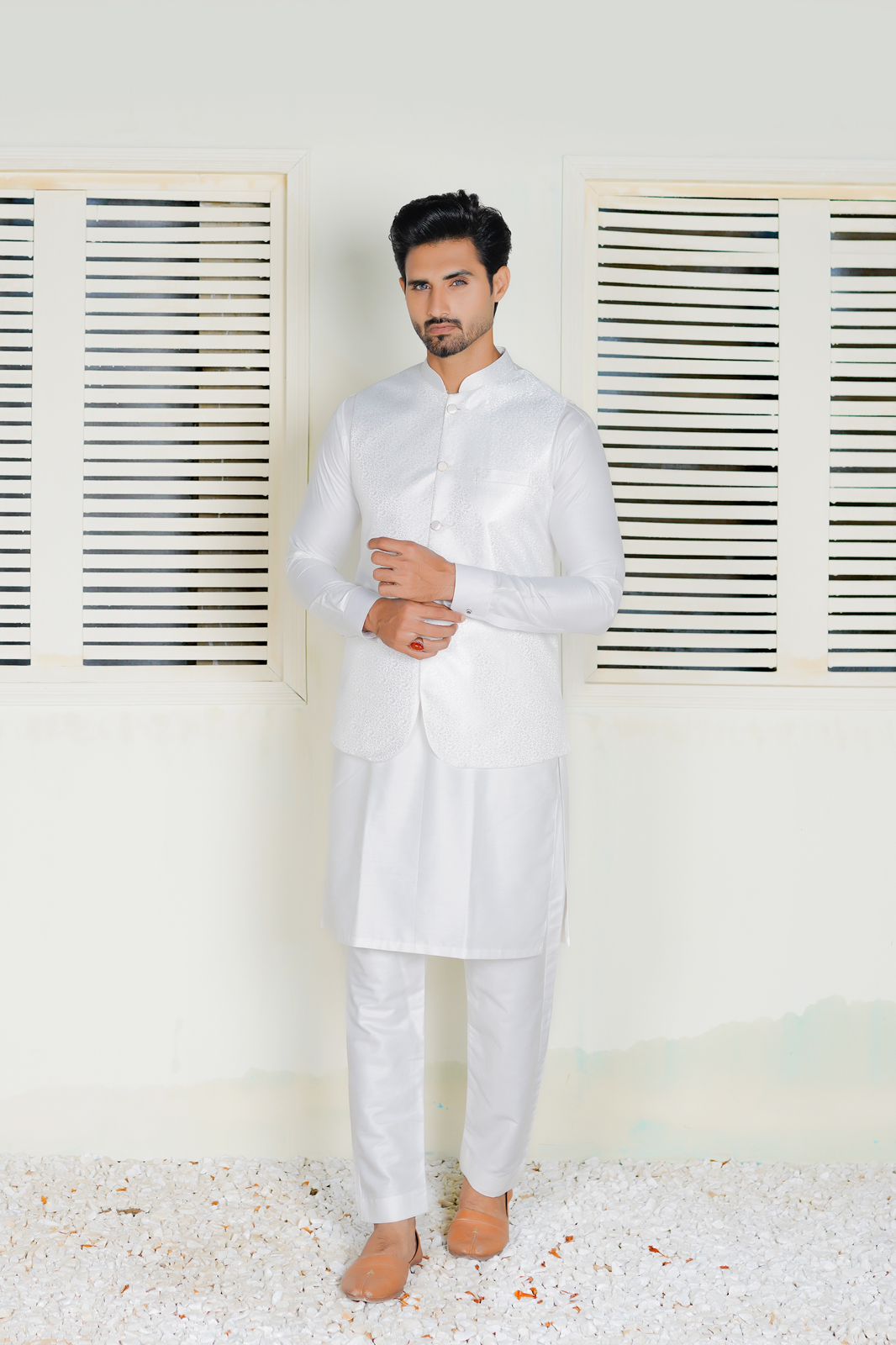 White Embroidered Waistcoat