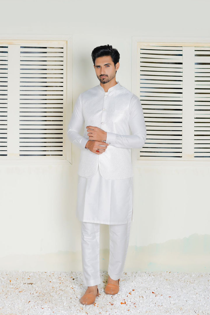 White Embroidered Waistcoat