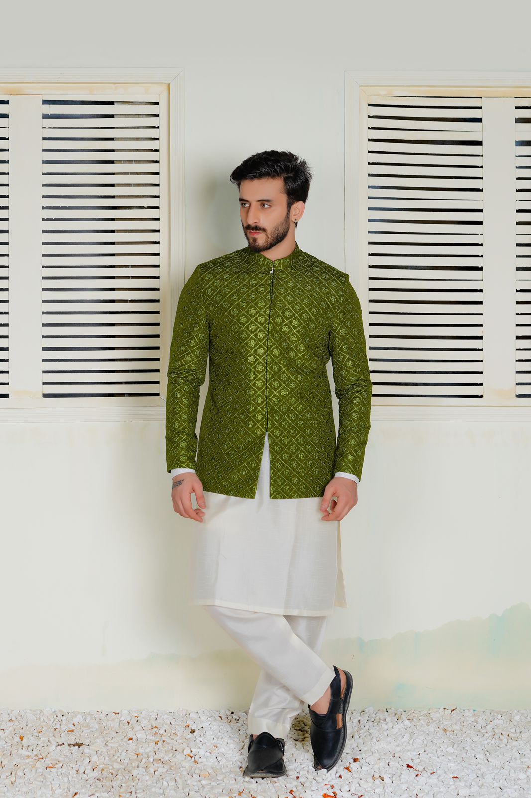 Green Embroidered Prince Coat