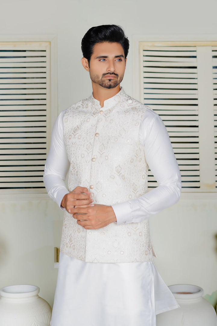 White Embroidered Waistcoat
