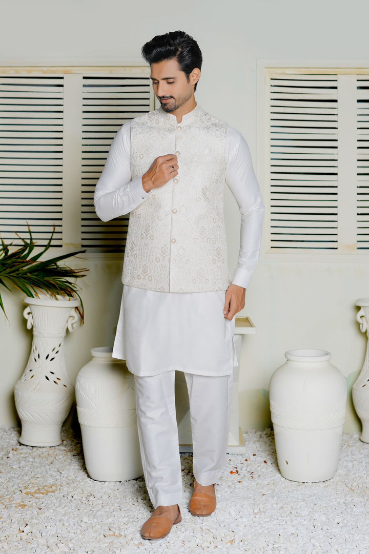 White Embroidered Waistcoat