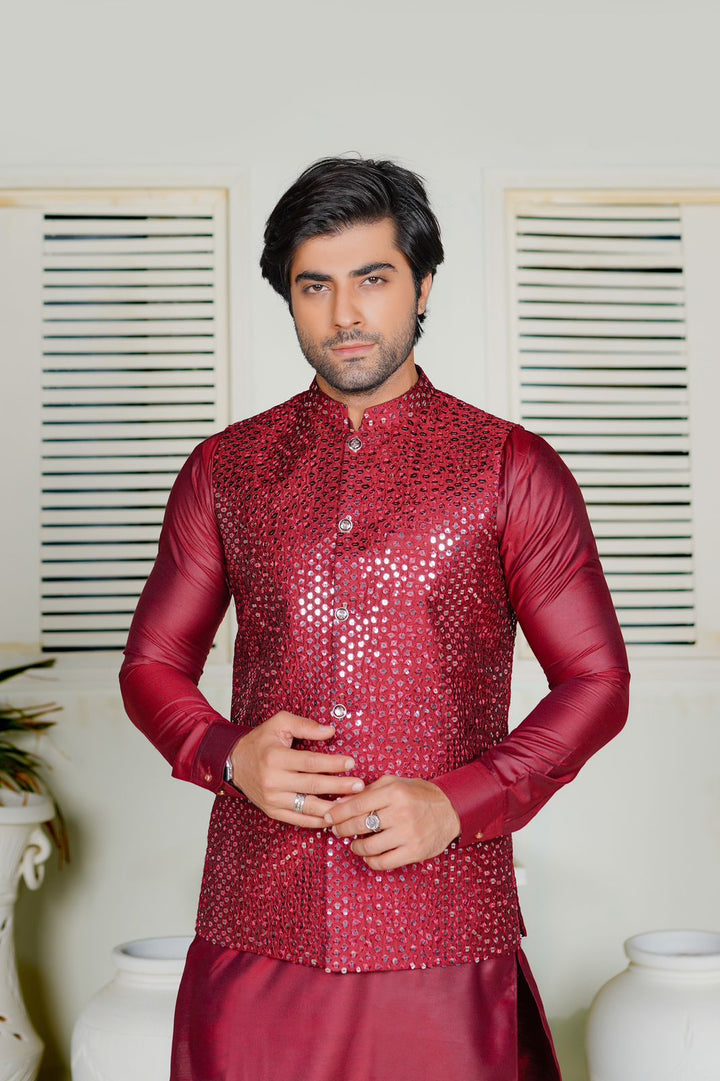 Red Embroidered Waistcoat