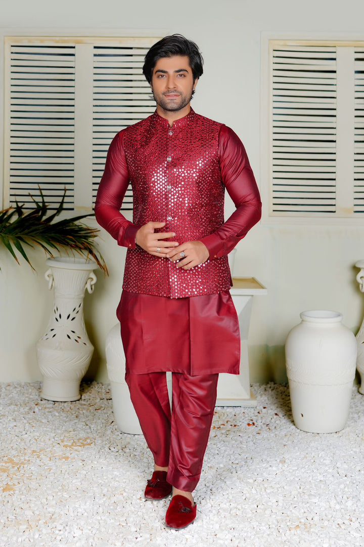 Red Embroidered Waistcoat