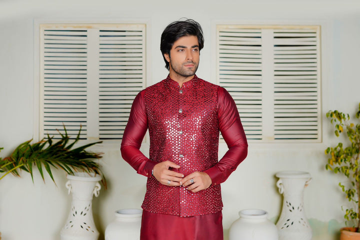 Red Embroidered Waistcoat