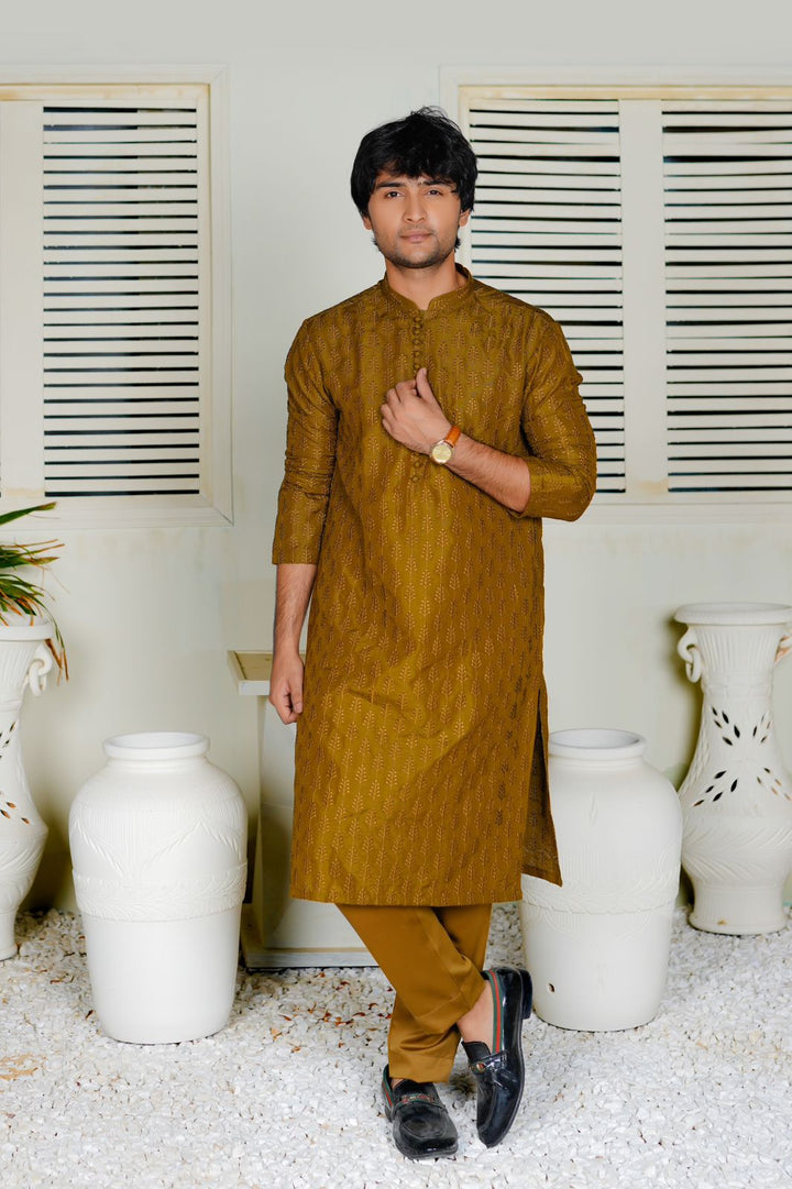 Golden Embroidered  Lawn Kurta Trouser