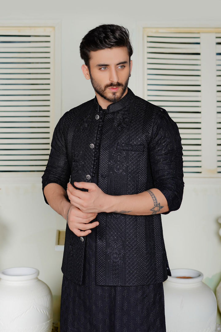 Black Embroidered Waistcoat