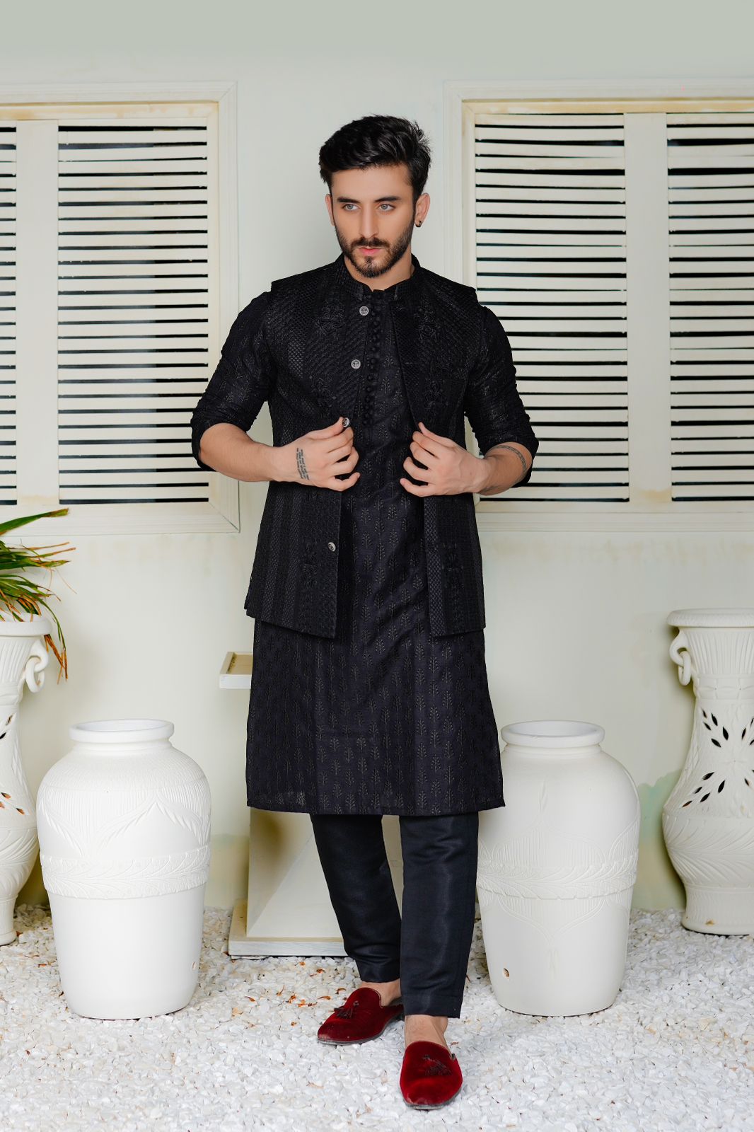 Black Embroidered Waistcoat