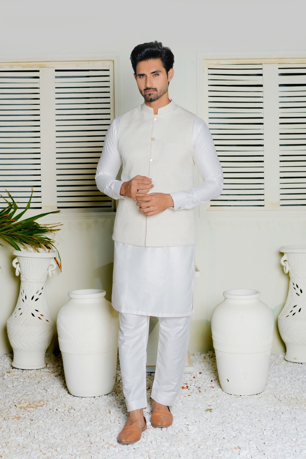 White Embroidered Waistcoat