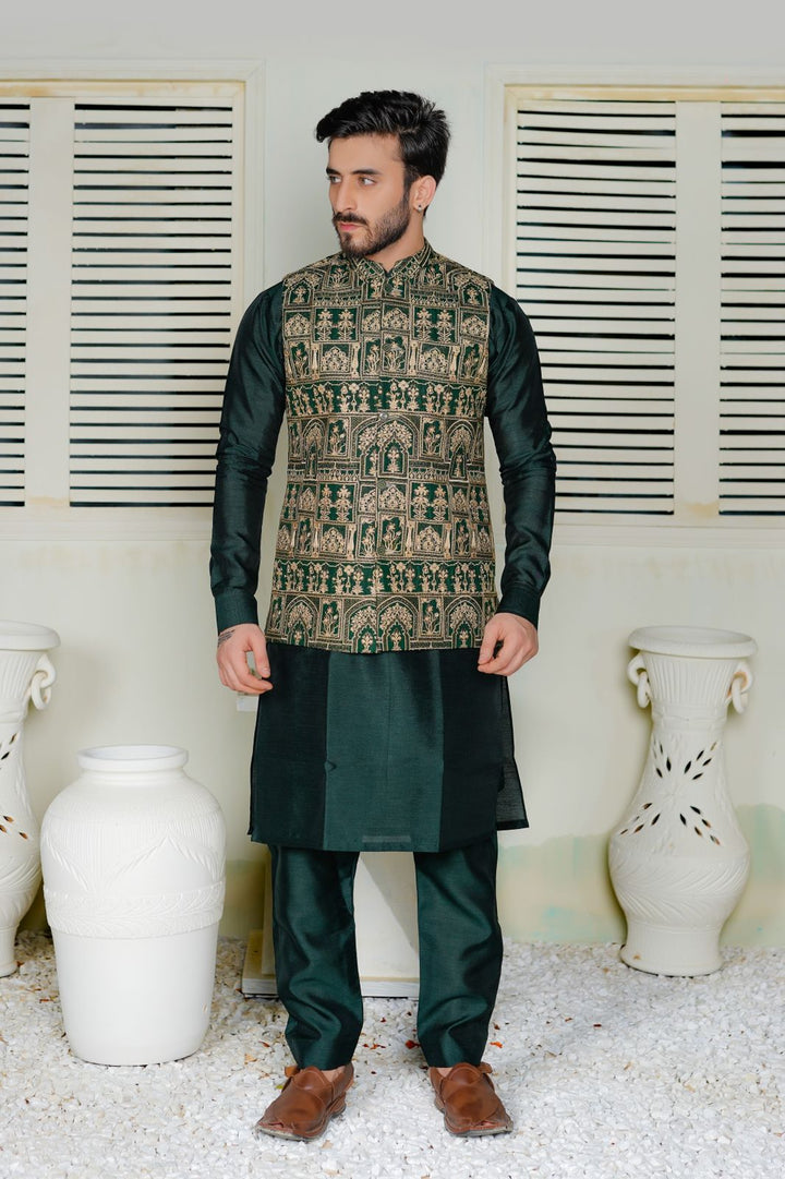 Green Embroidered Waistcoat