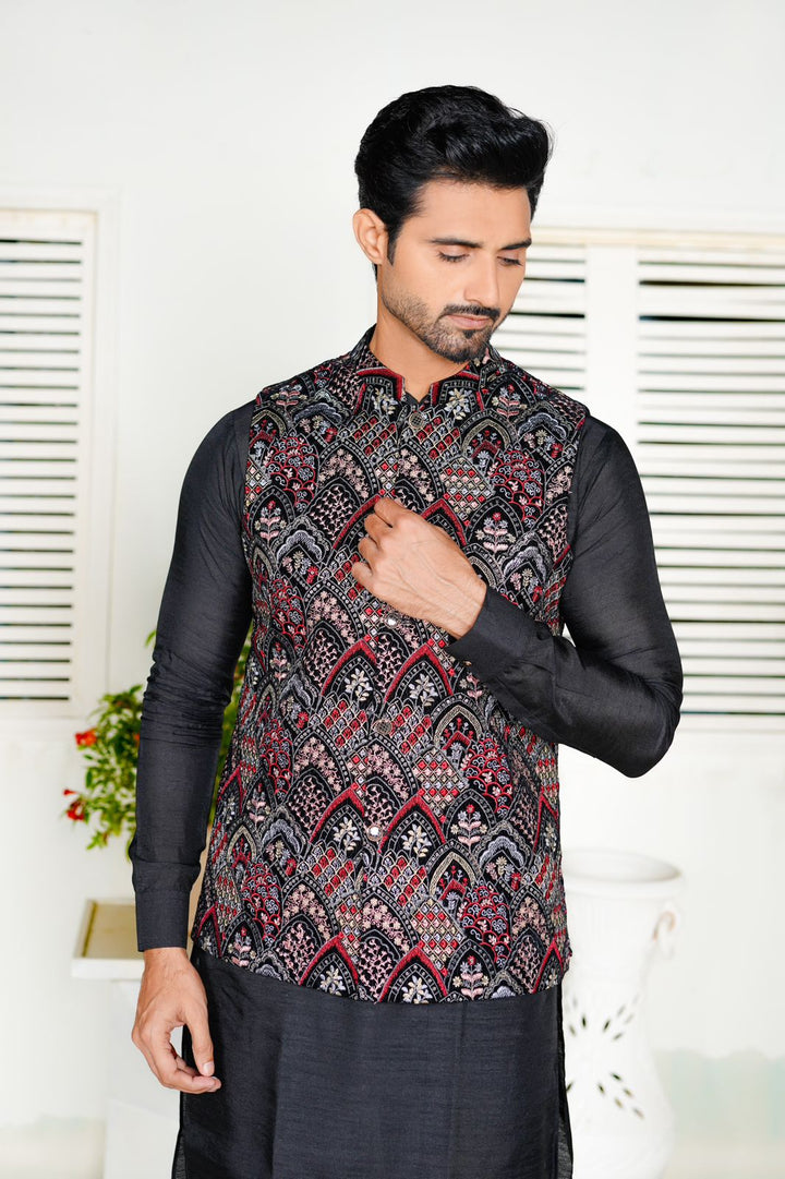Multi-color  Embroidered Waistcoat