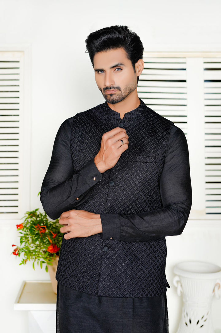 Black Embroidered Waistcoat