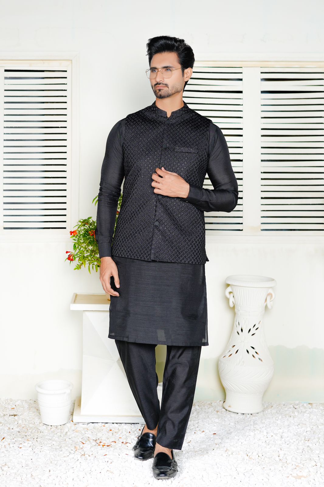 Black Embroidered Waistcoat