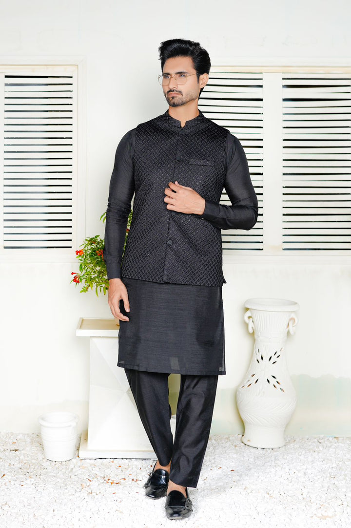 Black Embroidered Waistcoat