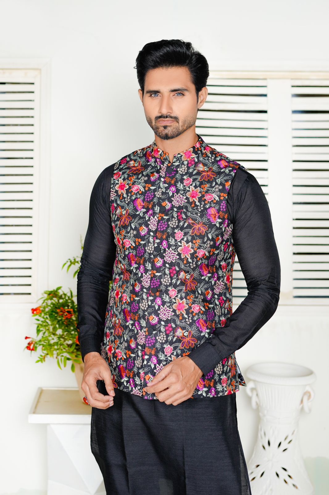 Multi-color  Embroidered Waistcoat