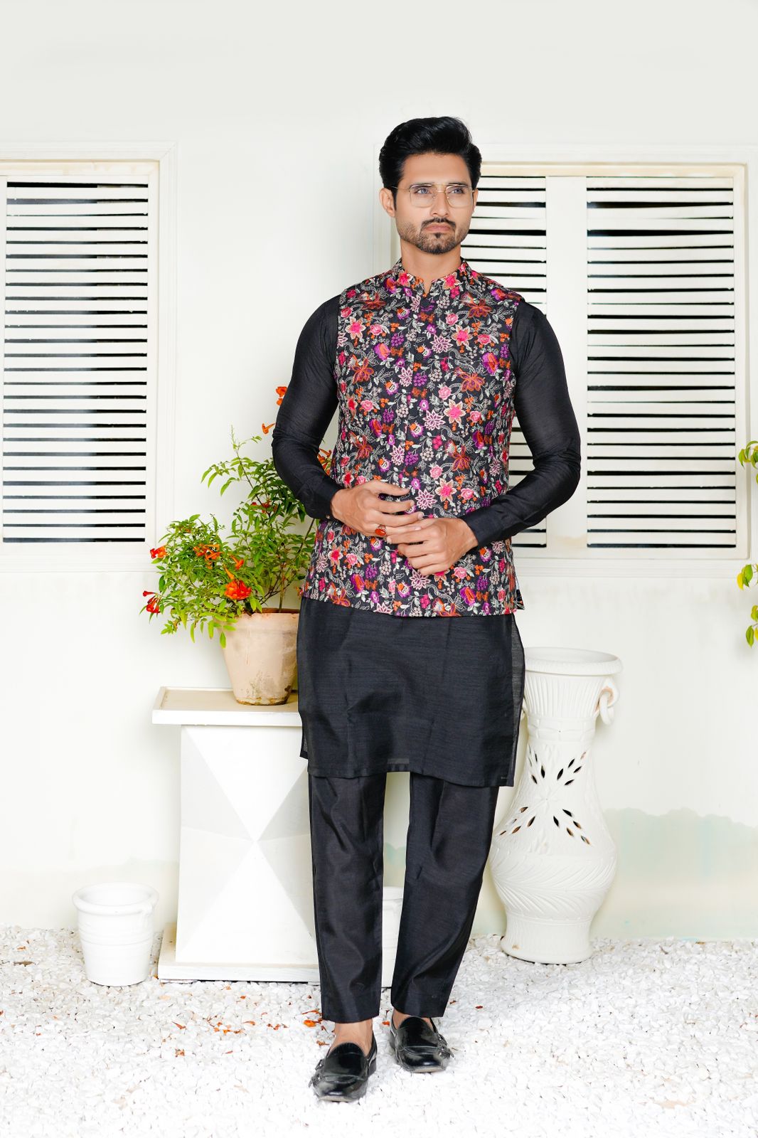Multi-color  Embroidered Waistcoat