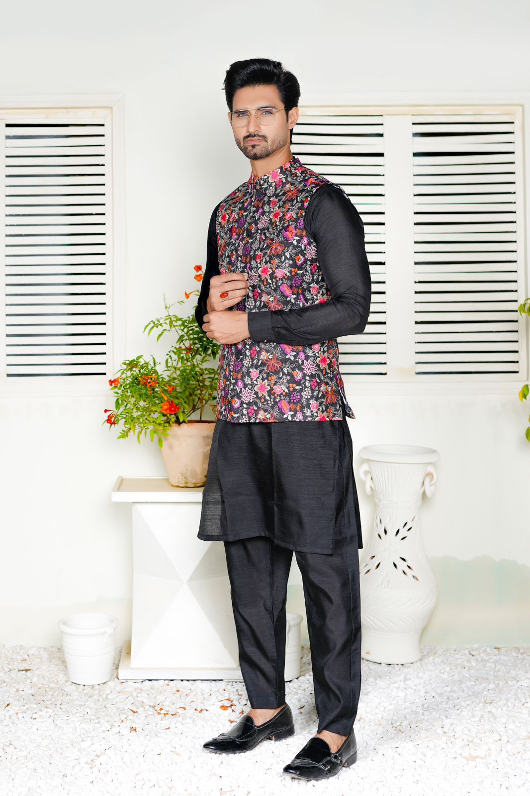 Multi-color  Embroidered Waistcoat