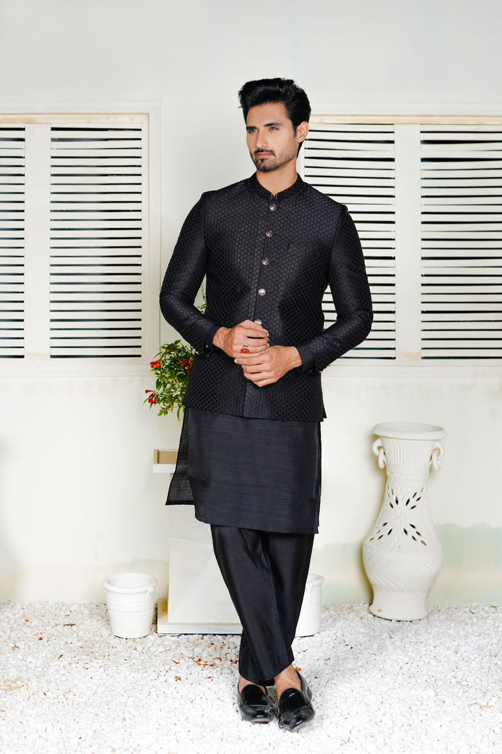 Black Embroidered Prince Coat