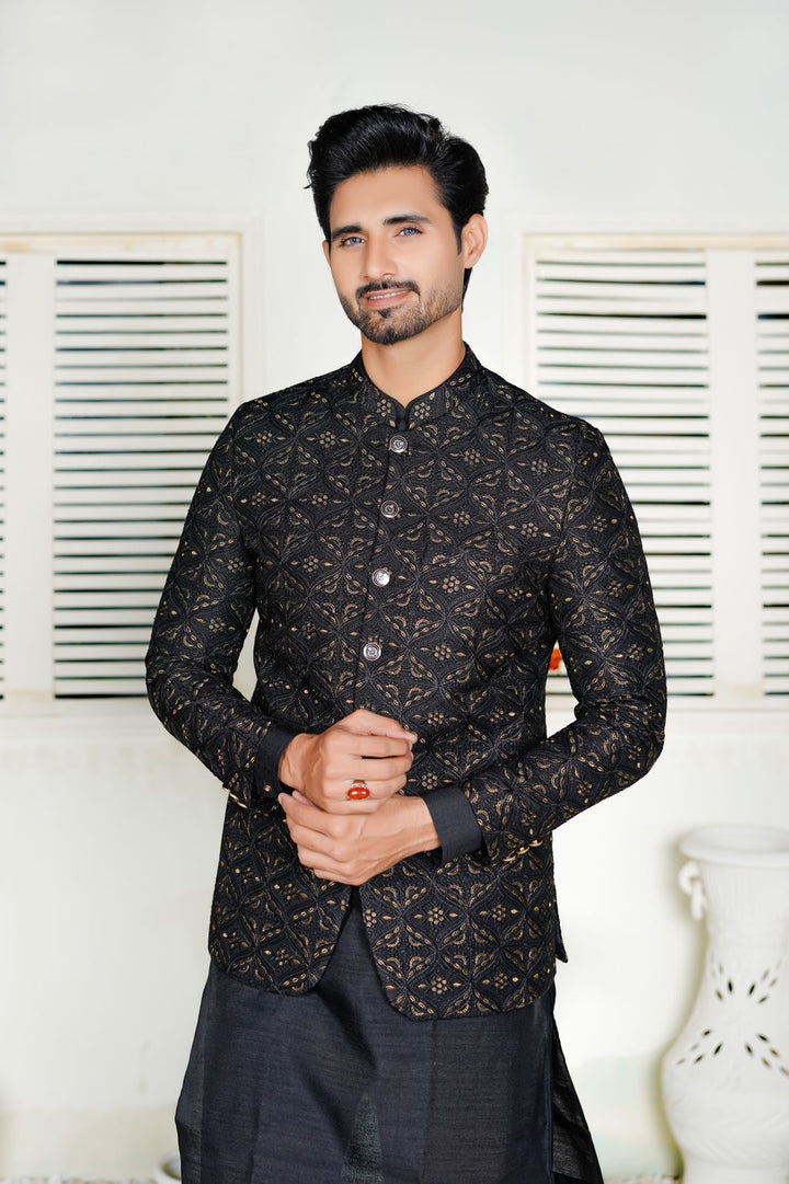 Black Embroidered Prince Coat